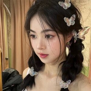 Iridescent Butterfly Hair Clips Set